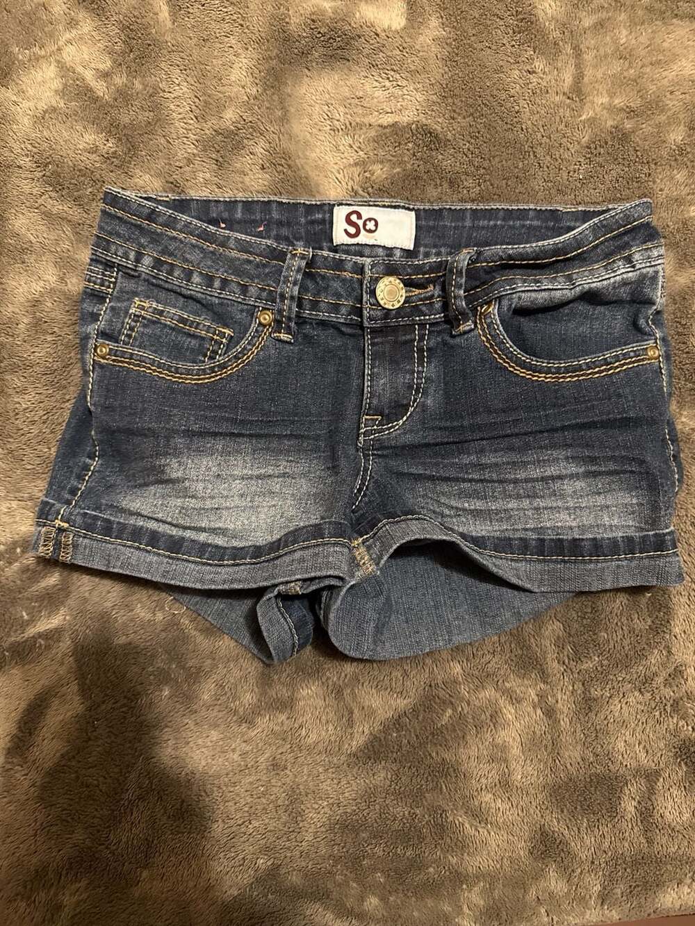 SO Juniors Blue Denim Stretch Cutoff Jean Shorts Size 3